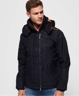 Superdry Tech Hooded Print Pop Cipzár SD-Windcheater Férfi Kabát Sötétkék/Narancssárga/Camo | BROSU5820